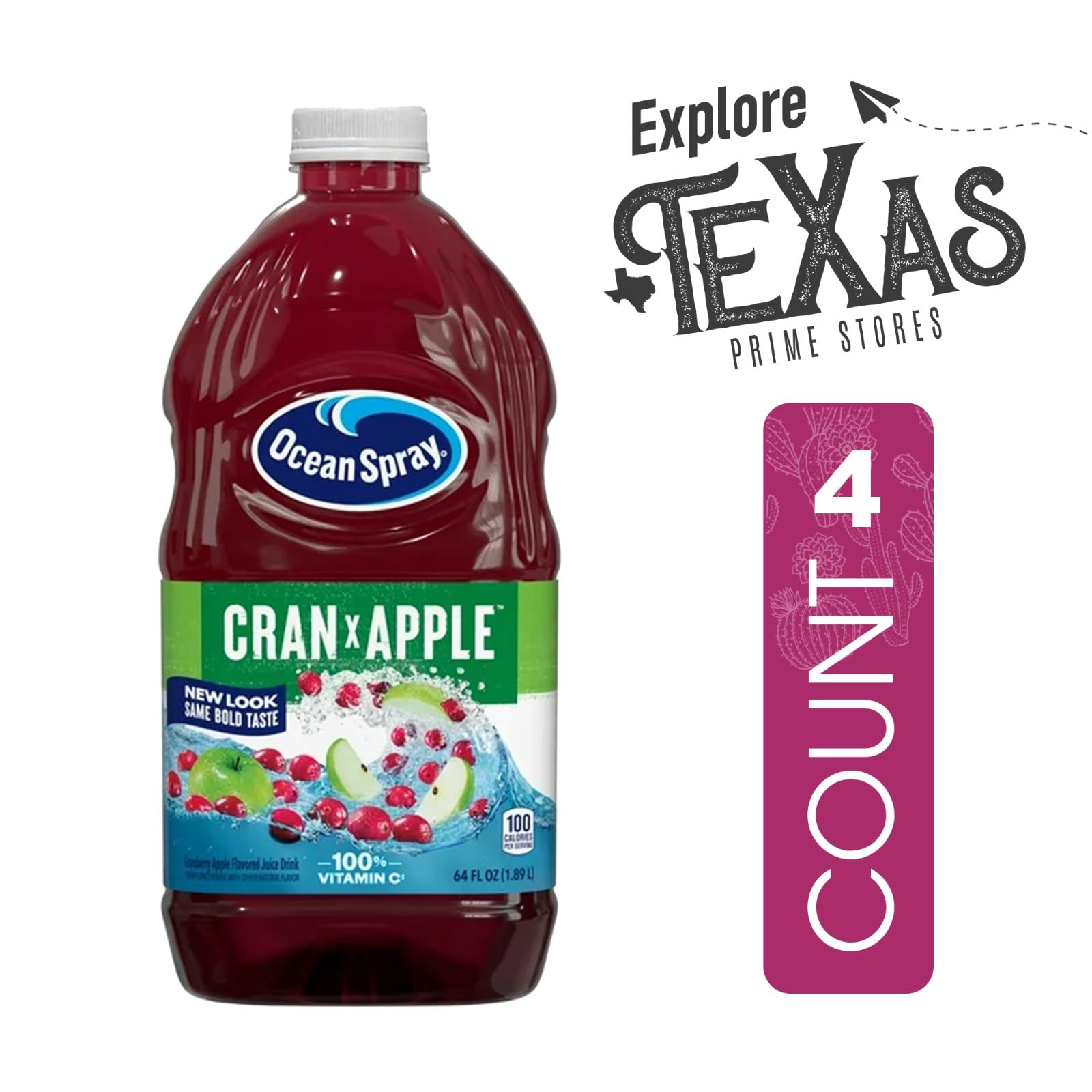 Ocean Spray 4-Pack of Cran Apple Juice Drink 64 fl oz Plastic Bottle - Image 3