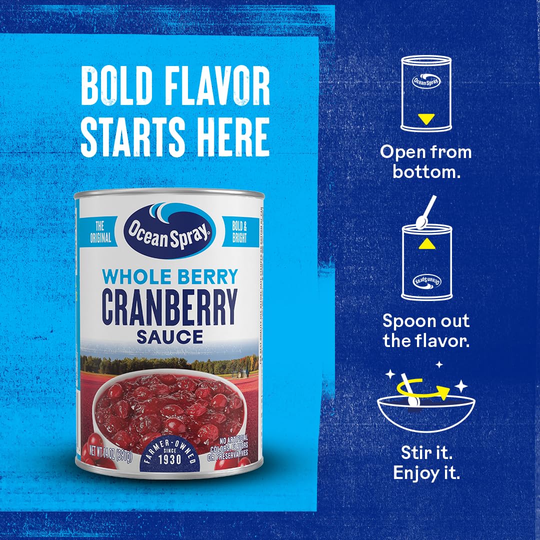 Ocean Spray Gluten Free Whole Berry Cranberry Sauce, 14 Ounce Cans (Pack of 24) - Image 3