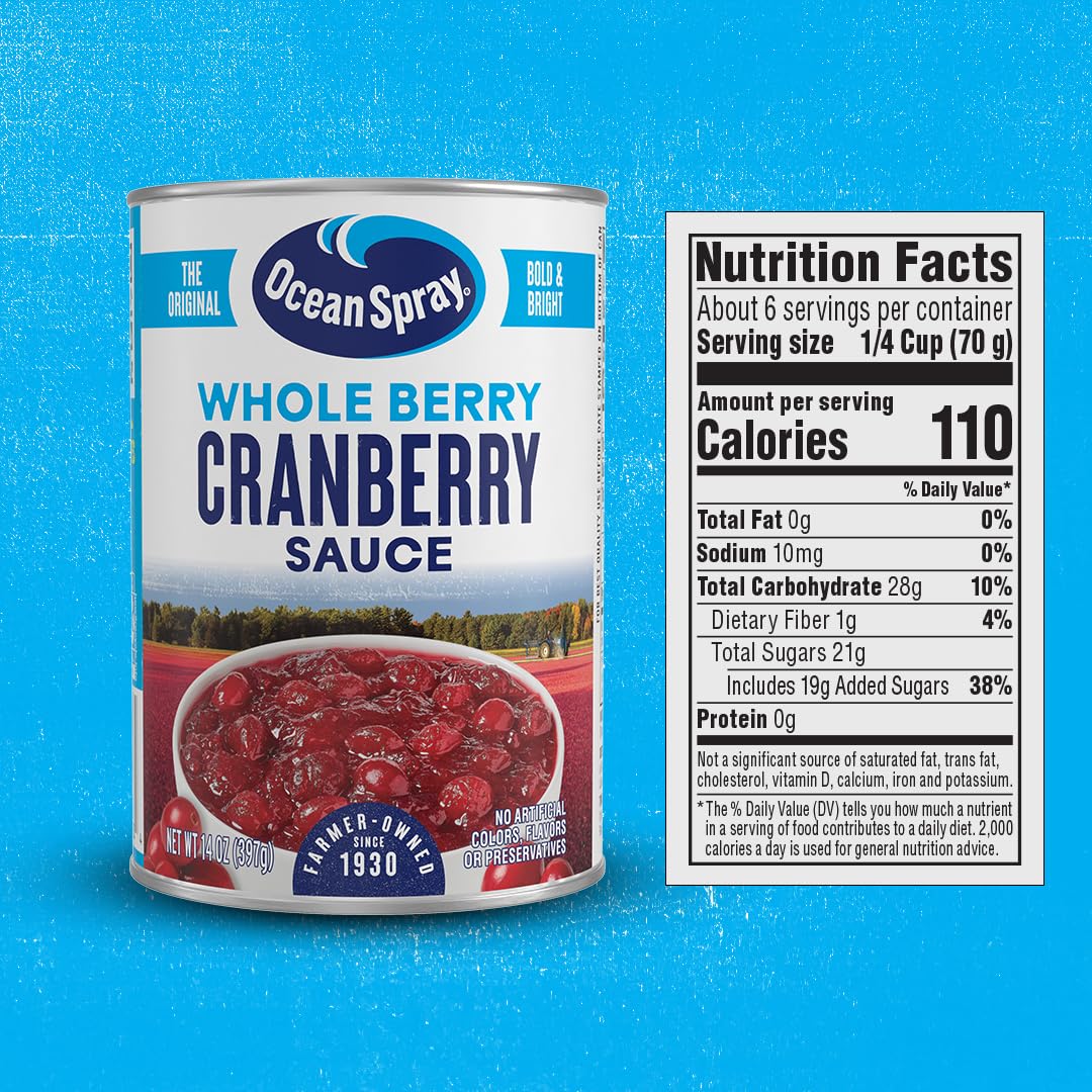Ocean Spray Gluten Free Whole Berry Cranberry Sauce, 14 Ounce Cans (Pack of 24) - Image 8