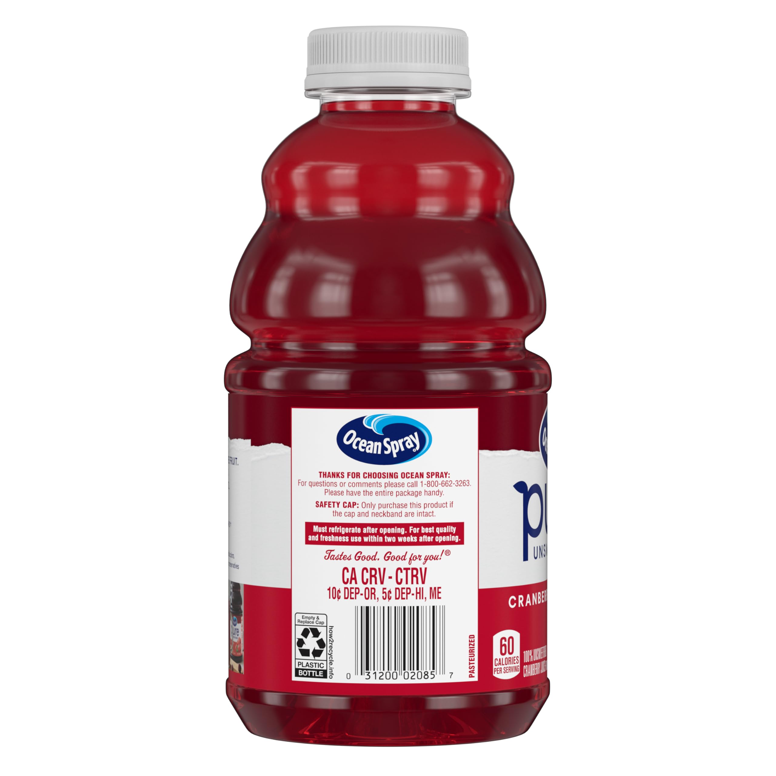Ocean Spray® Pure Unsweetened Cranberry, 100% Cranberry Juice From Concentrate, 32 Fl Oz Bottle - Image 3
